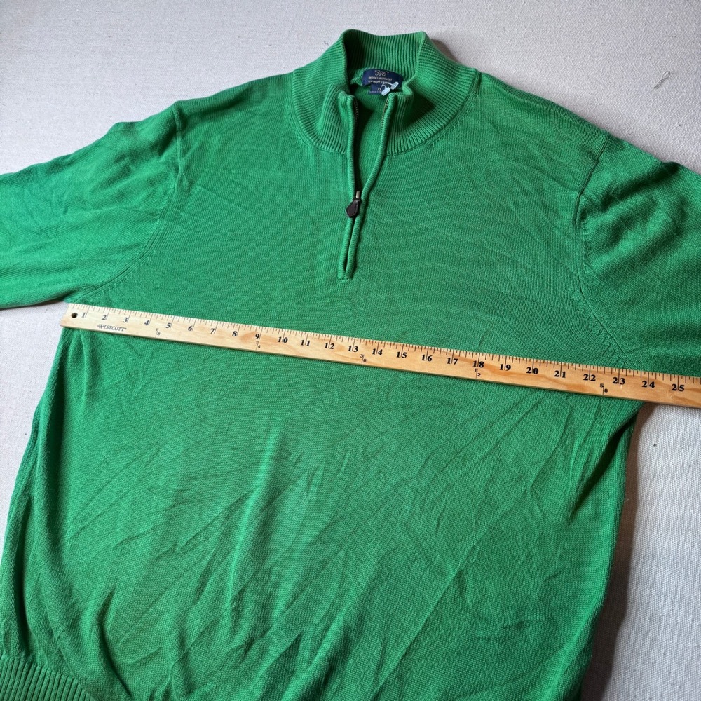 Brooks‎ Brothers 346 Supima Cotton Quarter Zip Sweater XL Green Preppy Golf - Picture 5 of 6